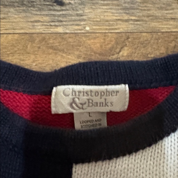 Christopher & Banks Vintage American Flag Knit Sweater Shortsleeve - Picture 2 of 2